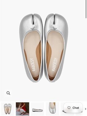 RABOESY Tabi Ballet Flat Silver